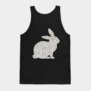 Silver Faux Glitter Easter Bunny Tank Top